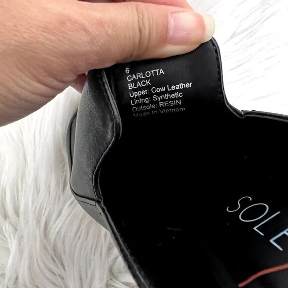 Sole Society Womens 6 Black Leather Carlotta Chunky Heel Mules Slip On - Picture 6 of 7